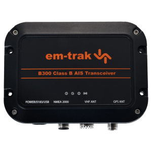 The em-trak B300 is a small, ruggedized AIS Class B that is ideal for small commercial and leisure boats of any size looking for a robust and reliable AIS Class B that seamlessly connects to any MFD, display system or APP.