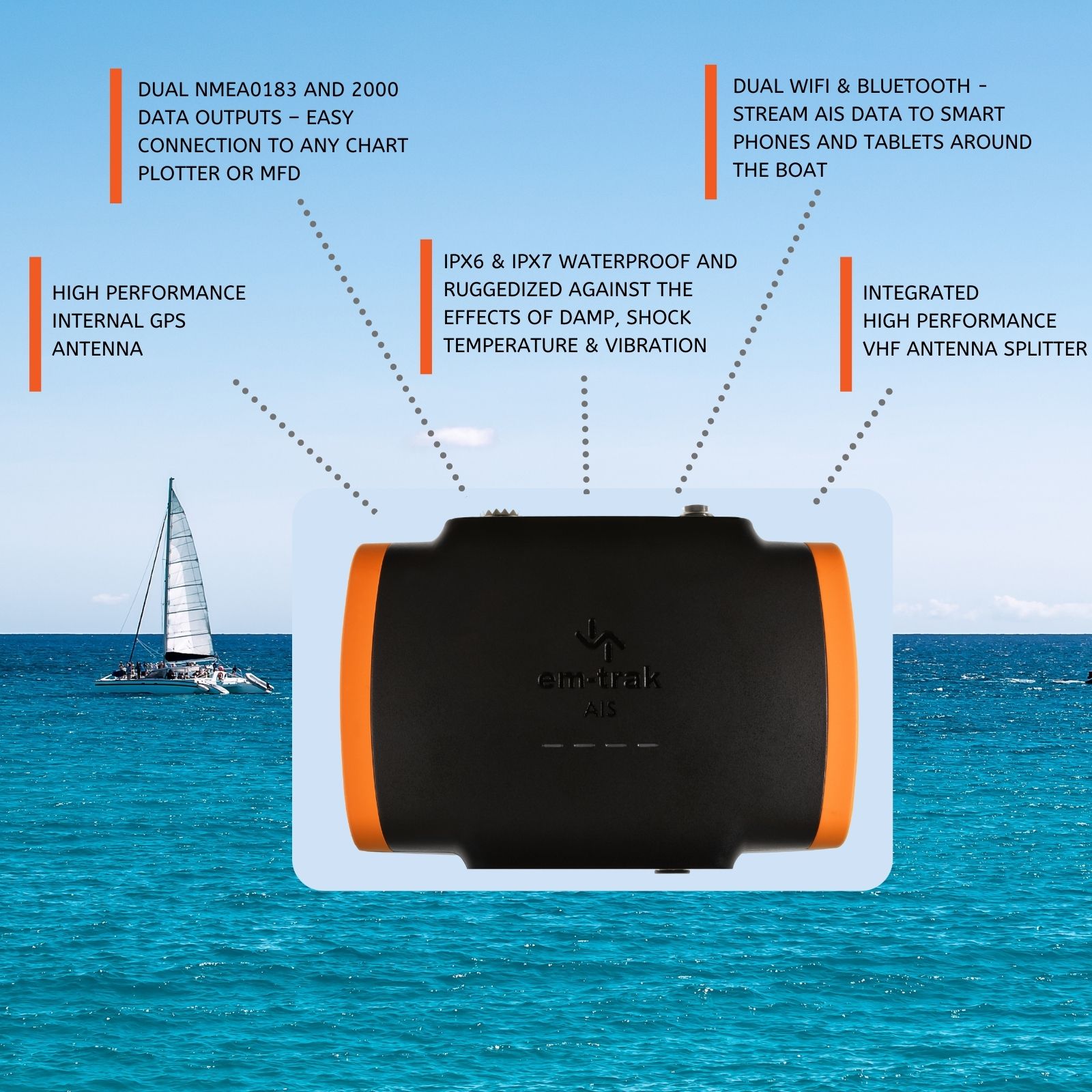 EM-TRAK B400 Emetteur recepteur AIS lecteur de cartes wifi - Systèmes AIS -  BigShip Accastillage - Accessoires pour bateaux